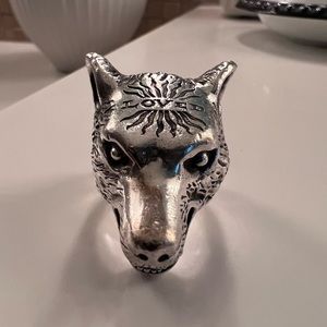 Gucci Anger Forest Wolf head ring.